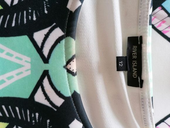 River Island Dress Size 12 Bodycon Cream Black Pastels - Picture 6 of 11